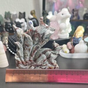 Mexican Agate Nine-tail Fox Sculpture